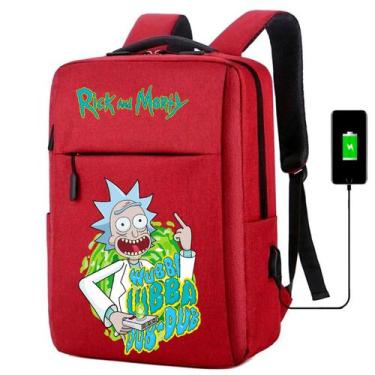 Imagem de Mochila USB Escolar Estampa Unissex Rick and Morty Notebooks, Trabalho