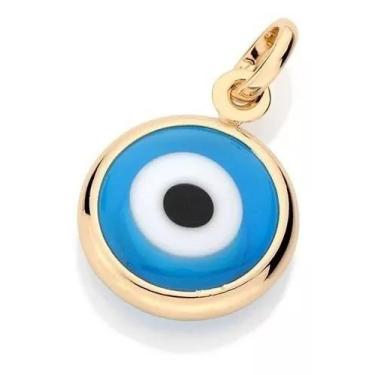 Imagem de Pingente Rommanel Olho Grego Fol Ouro 18k 541649, Azul, Claro