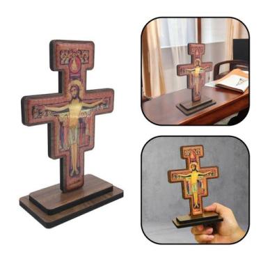 Imagem de Crucifixo Cruz de São Damião de Mesa MDF 17 cm - FORNECEDOR 2