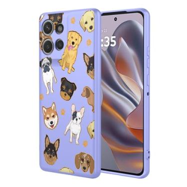 Imagem de KOARWVC Capa de celular para Moto Edge 50 Neo, capa Motorola Edge 50 Neo com design de padrão de gato fofo, capa protetora fina de TPU macio para Motorola Edge 50 Neo Purple Dog