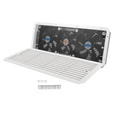 Imagem de Ventilador de geladeira de 12V para veículos recreativos, Ventilador silencioso para geladeira de três ventiladores com grade, Substituição do ventilador lateral para resfriamento