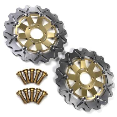 Imagem de Discos de freio dianteiros flutuantes com parafusos de montagem para Kawasaki GPZ900R 90-03, GTR 1000 94-06, Z1000 03-06, ZG1000 Concours 1000 94-05, GPZ (ZX1100) E1 1100 95-988 , Ninja ZX12 R 04-06