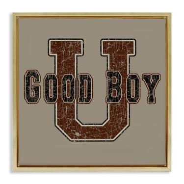 Imagem de Stupell Industries Good Boy U Vintage Framed Floater Canvas Wall Art Design por Spirit Animals/Life Is High, moldura flutuante dourada, 63 x 63 cm