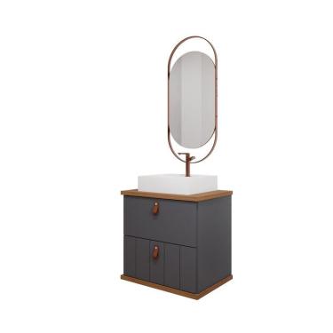 Imagem de Gabinete de Banheiro Milano 60 com Espelho Lumini Titanium/Freijo - mgm