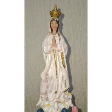 Imagem de Nsra fátima com pastores religiosa de resina 22cm - Zona Livre