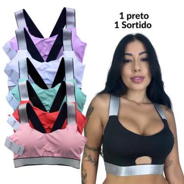 Imagem de Kit 3 Top Fitness Com Bojo Removível Elástico Prata - Estili Lingerie,