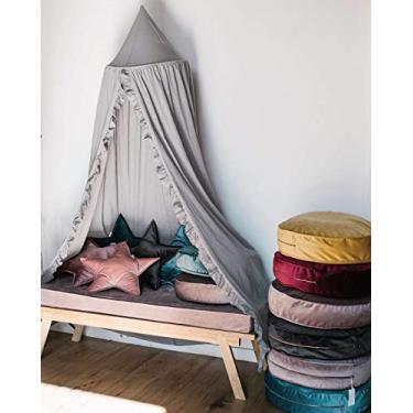 Imagem de MOMAID Cama Com Dossel E Babados, Cantinho De Leitura, Tenda Jogos Para Crianças, Rede Suspensa Estilo Boho, Decoração Sala (Cinza Claro)