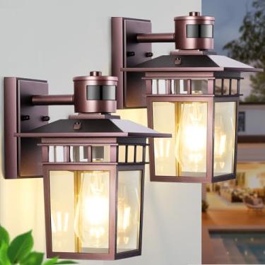 Imagem de Hifeelen Hifeeen - Pacote Com 2 Luzes Externas Sensor De Movimento Para Montagem Na Parede, Função Do Anoitecer Ao Amanhecer, Luminária Alumínio À Prova D'Água E Antiferrugem Varanda, Garagem Parede