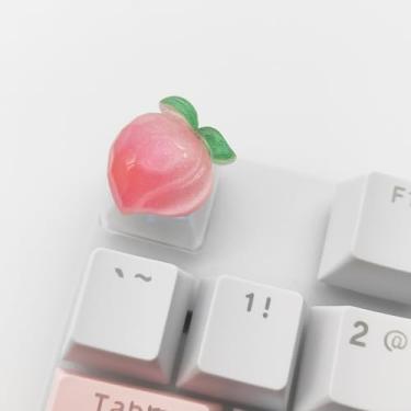 Imagem de Elacgap Teclas Transparentes Personalizadas Com Desenho Animado, Feitas À Mão, Retroiluminação Esc Para Teclado Mecânico Mx Switch (Pêssego)