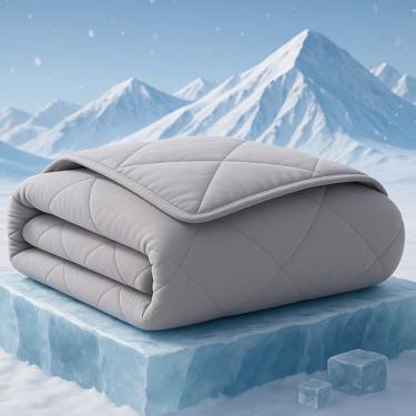 Imagem de ZonLi Cobertor refrescante para pessoas que dormem quentes, edredom leve de 230 x 230 cm, cobertor de verão respirável de toque fresco para suores noturnos, cobertores frios para todas as estações