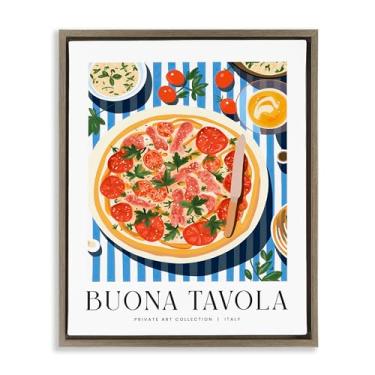 Imagem de Stupell Industries Buona Tavola Clássica Pizza Marrom Emoldurado Tela Flutuante Arte Design de Parede por Lettered and Fored, 25 x 31