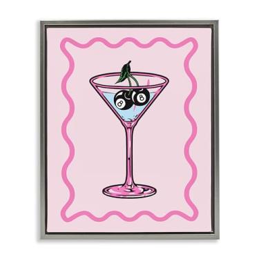 Imagem de Stupell Industries Eight Ball Olive Martini Gray Framed Floater Canvas Wall Art Design by House of Lulu, 17 x 21