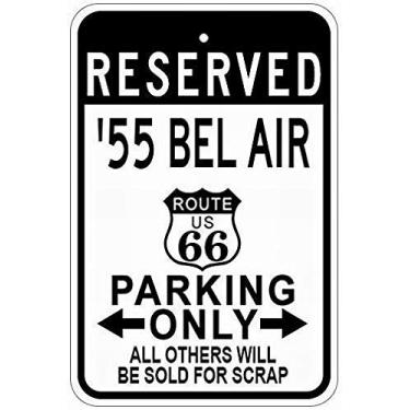 Imagem de Placa de Estacionamento Metal Signs 1955 55 Bel Air Route 66 Tin - Placa de metal retrô de 20 x 30 cm