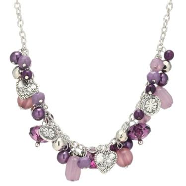 Imagem de PEARL&CLUB Colar feminino de contas grossas com pingente de prata, colar boêmio, bijuteria, presente de aniversário para ela, Resina, Sem Pedra Preciosa