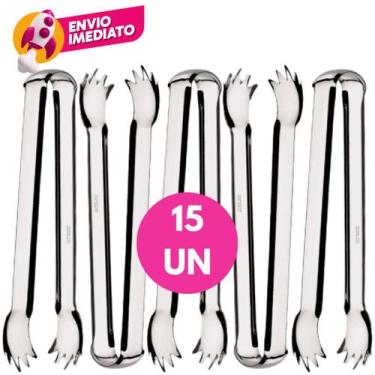 Imagem de Kit Mini Pegador 12,5cm Em Aço Inoxidável Multiuso Carne Petisco Fruta