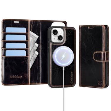 Imagem de Shieldtop Compatível com Magsafe Magnetic 2 em 1 capa carteira destacável para iPhone 13 porta-cartões, mulheres homens, couro PU bloqueio RFID flip slots para cartão de crédito suporte, para Apple 13