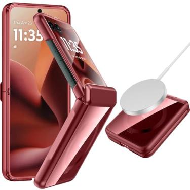 Imagem de NINKI Capa para Motorola Razr 2025 Ultra com proteção de dobradiça, protetor de tela [compatível com ímã] Capa fina à prova de quedas e resistente para Moto Razr 2025 Ultra Red