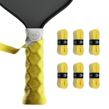 Imagem de Hesacore Fita Hesatac Overgrip – Pacote com 6 – Amarela – para Pickleball, Padel e Tênis – Absorve o suor, macia, antiderrapante, esticável