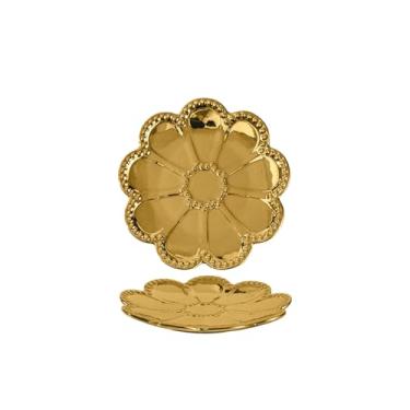 Imagem de Prato de sobremesa ocidental de cerâmica em relevo prato de bife doméstico de restaurante - prato romano de 15 cm - ouro