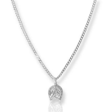 Imagem de Corrente Cordão Infantil Grumet 45cm Ferradura Cavalo Prata - Lojas La