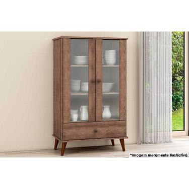 Imagem de Cristaleira Sala Jantar RT3107 c/ 2 Portas e 1 Gaveta Rustico - Movelbento