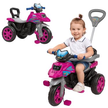 Imagem de Moto Trail Infantil 2 em 1 Maral com Pedal e Empurrador Rosa