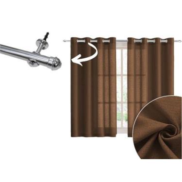 Imagem de Cortina 3 Metros Sala Com Varão Incluso 2 Metros Rústica 3x1,60 - Arma