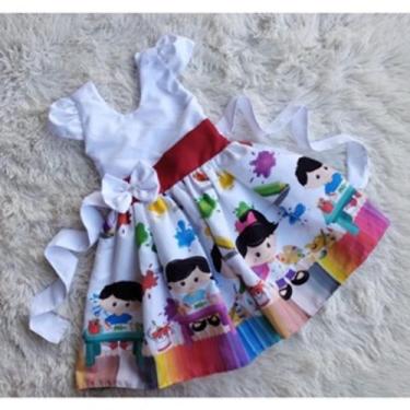 Imagem de Vestido Infantil Temático Simples Aquarela - EDYNHOKIDS, 01 ANO A 02 A