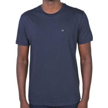 Imagem de Camiseta Calvin Klein Masculina Meia Malha Basica CK Azul Marinho, S/P