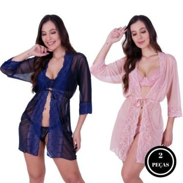 Imagem de Kit 2 Hobby Roupão de Dormir com Detalhe em Renda Robe - c5 KIT 2 IZA 