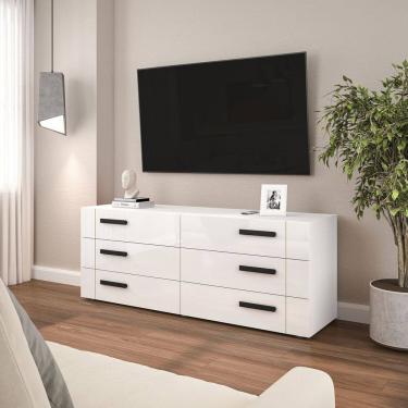 Imagem de Rack para TV 65 Polegadas com 6 Gavetas Lisboa Branco