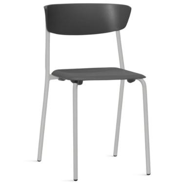 Imagem de Cadeira Empilhável Fixa Atom F02 Base Aço Cinza Preto - Lyam Decor