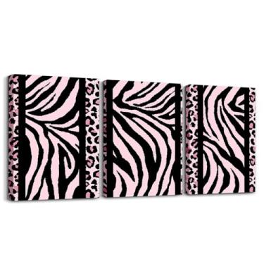 Imagem de Feelyou Arte de parede em tela infantil com estampa de zebra e leopardo para sala de estar quarto rosa preto leopardo imagem decoração de parede para banheiro estampa de animais meninos meninas