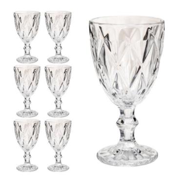 Imagem de Copo Taça Vidro Diamante Transparente Para Agua 300ml 6Un - DONA LAURA