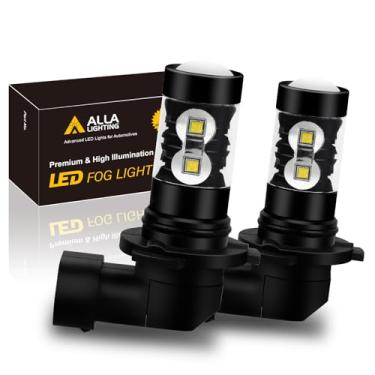 Imagem de Alla Lighting 9006 lâmpadas de LED de neblina super brilhantes HB4 9006 lâmpada de LED de alta potência 6000K xenon branco 50W 12V substituição para carros, caminhões, SUVs