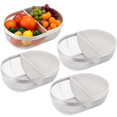 Imagem de Maxdot Pacote com 4 cestas de malha de arame para armazenamento de mesa e organização de lanches, organizador oval de metal, cestas de frutas, jardim, para cozinha, piquenique, armário de colheita