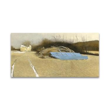 Imagem de RYLJCZ (Flood Plain) Famosas impressões em tela. Reprodução de pinturas famosas do mundo Andrew Wyeth. Arte de parede em tela decoração de sala de estar (75 x 150 cm (29,5 x 59,0 pol)/sem moldura)