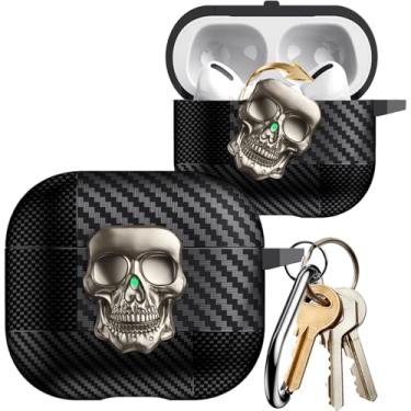 Imagem de CCSmall Capa para AirPods Pro 3 (2025) com chaveiro mosquetão, capa de proteção de caveira 3D engraçada à prova de choque com trava segura para meninas e meninos para Apple AirPod Pro 3rd, caveira