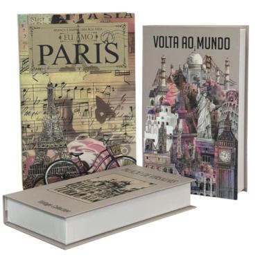 Imagem de Kit 3 Caixas Livro Decorativo Porta Objetos 3 em 1 Decoração Casa Sala Multiuso Jogo de Livros Decorativos (Love Par)