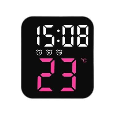 Imagem de Relógio Digital Led Temperatura Alarmes Usb Mesa E Parede(Rosa)