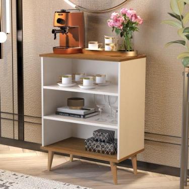 Imagem de Aparador Buffet Sala Estante com Prateleira Pés Palito Retrô Bruno - V