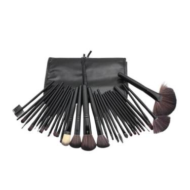 Imagem de Kit 32 Pincéis Para Maquiagem Grandes + Estojo Pronta Entrega - Preto 