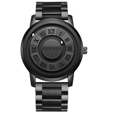 Imagem de Relógio de Pulso Masculino Aço Inoxidável Movimento De Quartzo à Prova D'água Moda Luxo Negócios Mostrador De Data e Luminoso Masculinos Relógios (Z-Preto)