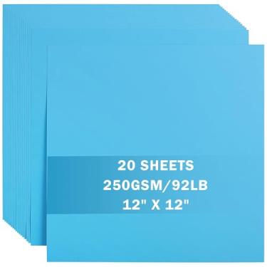 Imagem de 20 folhas de cartolina azul lago 30,5 cm x 30,5 cm cartolina 250 g/m² de espessura para Cricut, scrapbook, artesanato, fabricação de cartões UAP34BL20
