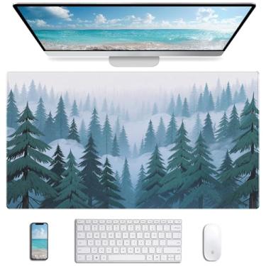 Imagem de Tapete de mouse floresta verde, mouse pad grande para jogos, teclado de paisagem de montanha, almofada de mesa de computador 90 x 40 cm