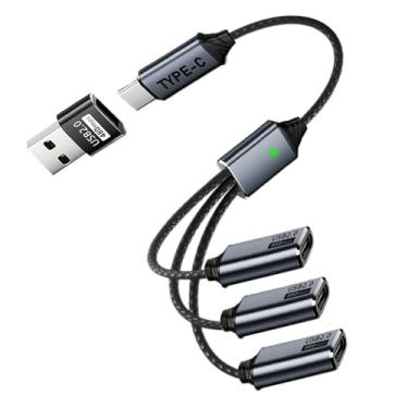 Imagem de Divisor USB C 1 em 3 Out, USB Tipo C Distribuidor Múltiplo, Cabo USB C Adaptador de Ficha Dupla, Dados e Carregador, Compatível com iPhone 16/15, iPad, MacBook, Samsung Galaxy, com Adaptador USB
