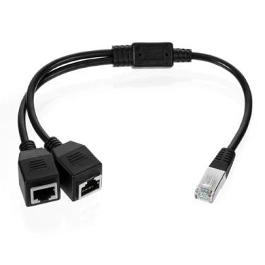 Imagem de Alrhso RJ45 Adaptador de rede Ethernet divisor RJ45 1 macho para 2 x fêmea LAN divisor adaptador de rede Y Splitters adaptadores de cabo LAN Ethernet divisores para Super Cat5 Cat5e Cat6 Cat7 Cat 8