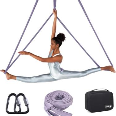 Imagem de Alças aéreas de 3 metros Bodyloops, cobertura de veludo macio, 1 par de contorção com 2 Delta Quick Link, 1 bolsa de transporte resistente para dança aérea de circo (roxo)