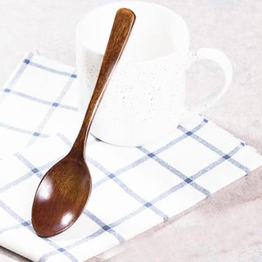 Imagem de Colher de madeira Colher de madeira para comer colher de sopa misturadora de bambu mexedores de cabo longo geleia de chá de café e sal de banho na cozinha Colher de mesa ecologicamente correta