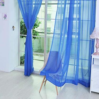 Imagem de Painéis de Cortina Sheer Tule para Janela com Bolsa Vara Sólida Malha Transparente Moderna Decoração Quarto Sala Estar e Porta